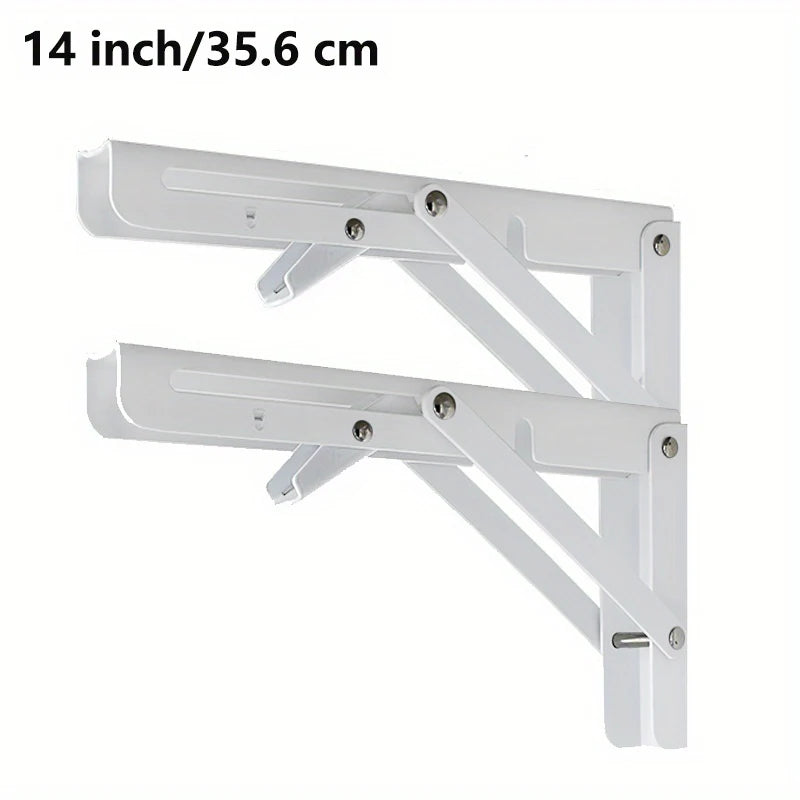 2PCS Sturdy Steel Folding Shelf Brackets Wall-Mounted Design for Workbench Table, Table Shelves Angle Bracket Home Hardware - Daisan Mart