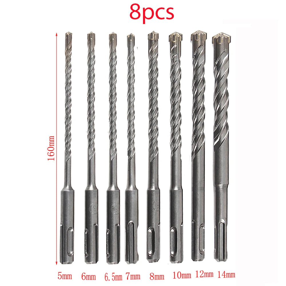 4/5/6/7/8/9pcs Cross Tip 160mm SDS Plus Drill Bit Set Electric Hammer Masonry Drill Bits for Masonry Concrete Rock Stone bits