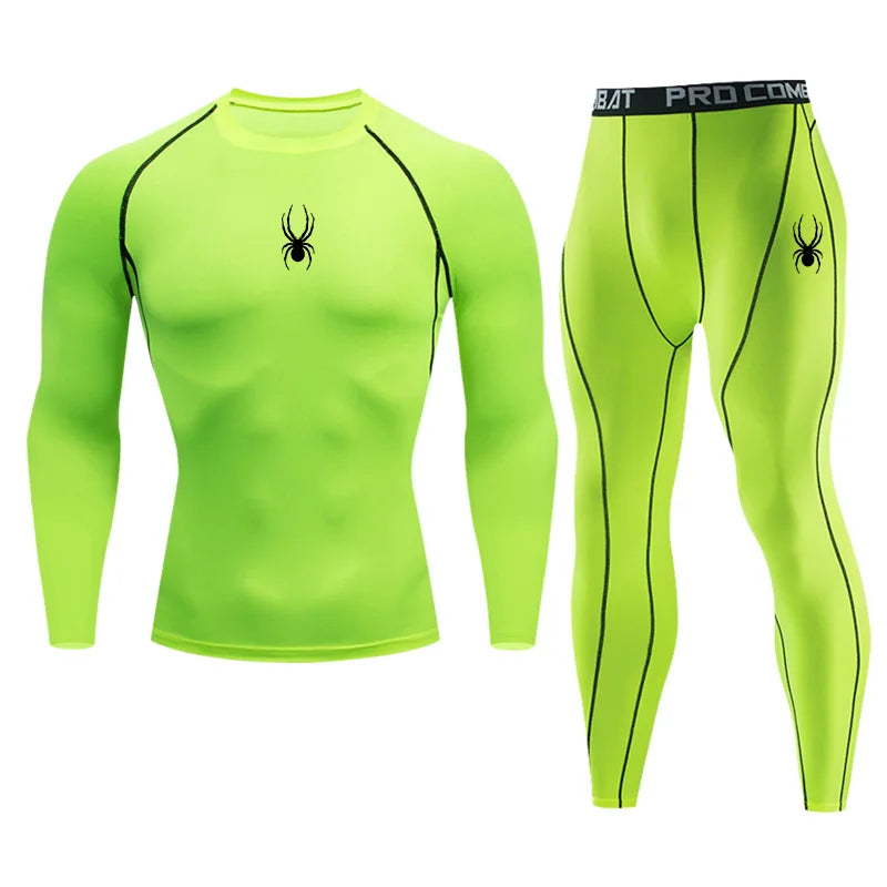 Men's Long Sleeve Compression Breathable Sports Shirt 2 Pieces