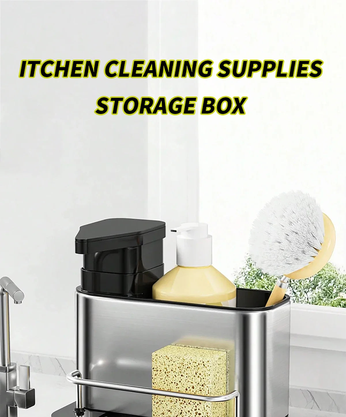 3-in-1 Stainless Steel Dishwashing Liquid Rack, Compact and Convenient for the Kitchen