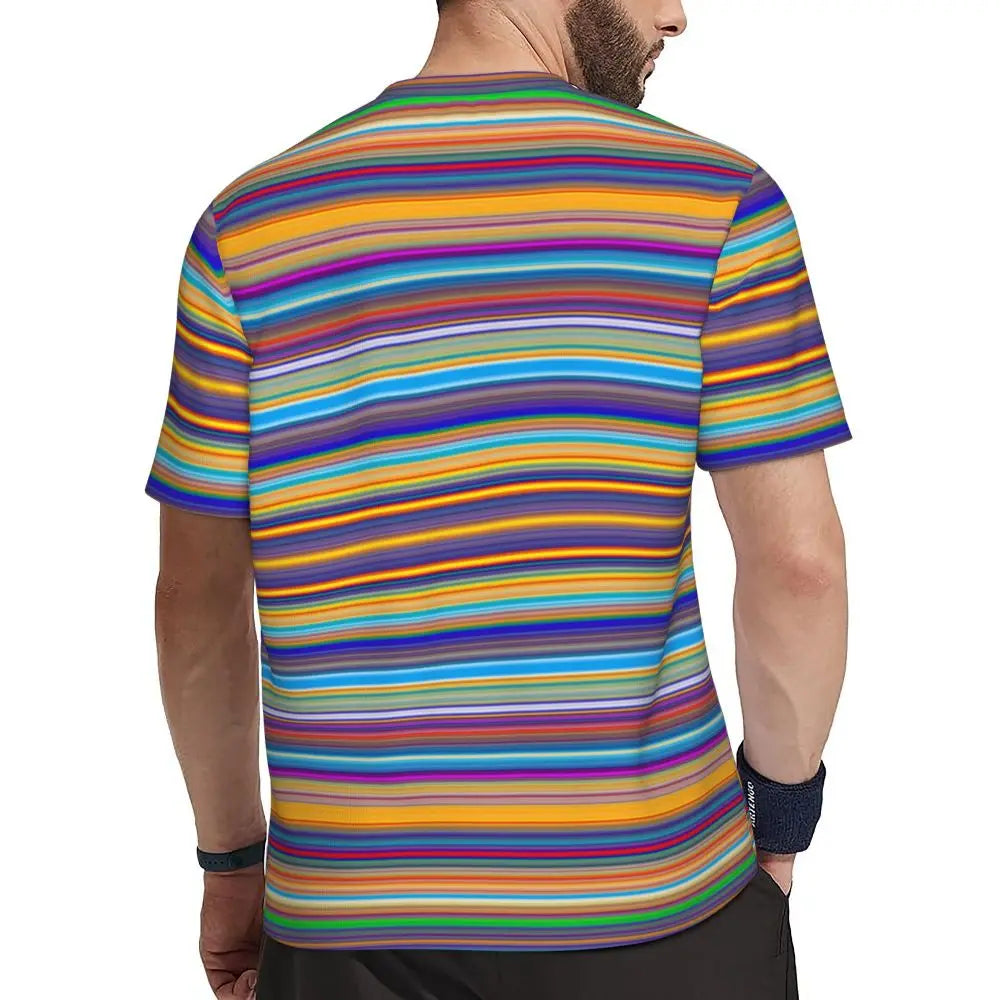 Stylish Mondrian Striped Men's Gym T-Shirt
