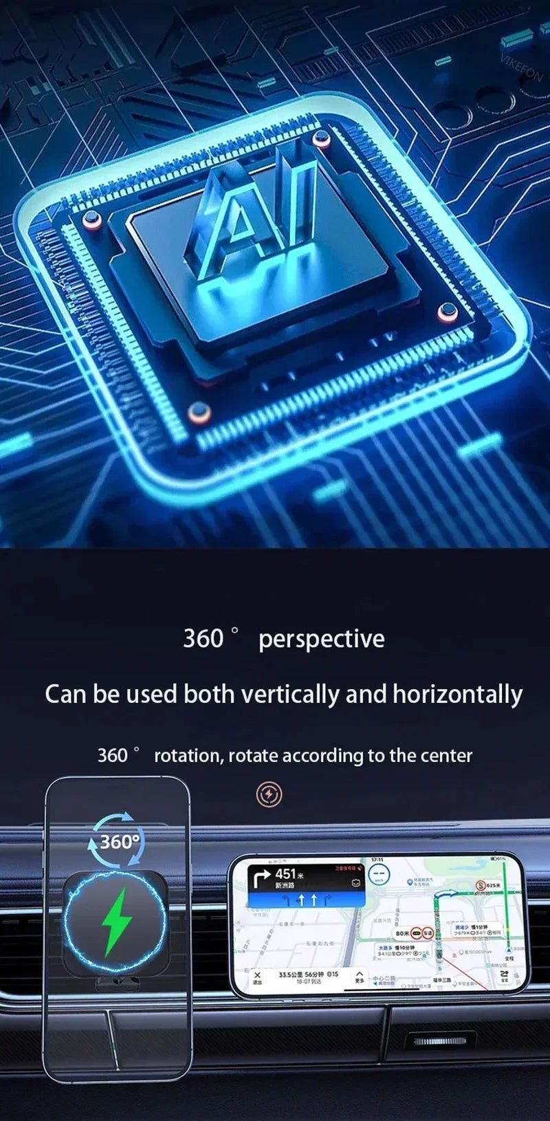 Magnetic Car Wireless Charger Stand Phone Holder Air Vent Mount Clip Support In Car Fast Charging for iPhone 16-12 Pro Max Mini