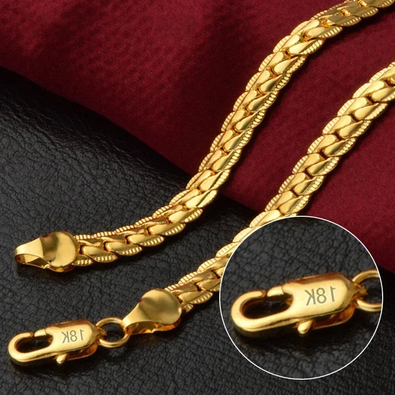 6mm Gold Silver Plated Necklace Couple Fashion