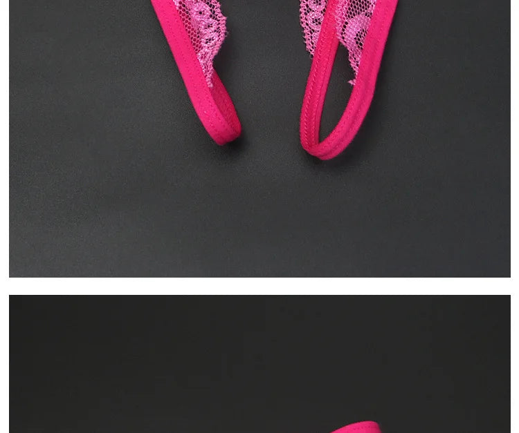 Women's Panties Opening Crotch Transparent G-strings Thongs Sexy Lingeries Low Waist Bowknot Underwear Ladies Womens Lace Pantys