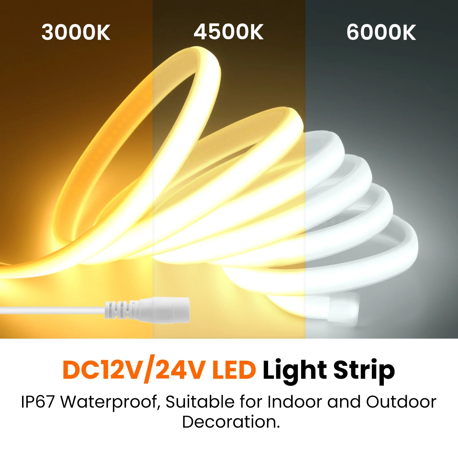 Dải Đèn LED COB Chống Nước IP67 Dẻo 12V 24V 320LEDs/M - Daisan Mart