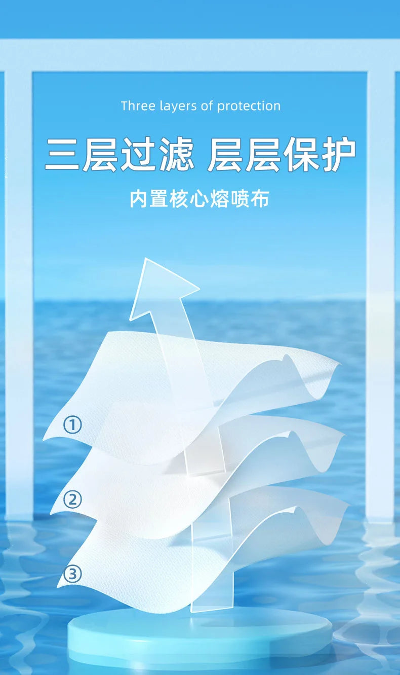 3D three-dimensional face masks with three layers of cold sensitive thin design, breathable independent packaging mascarillas