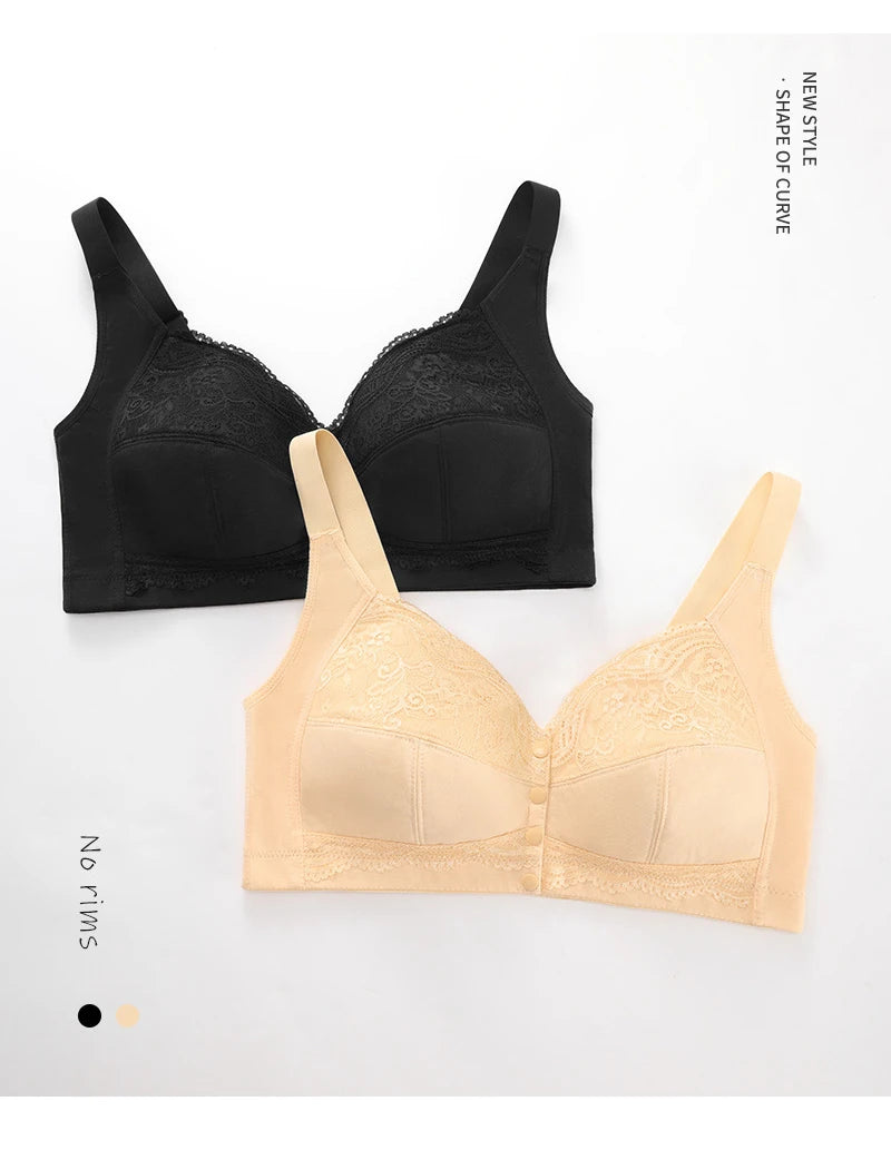 Large size AG lace bra, push-up bra, no underwire, front closure