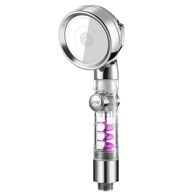 Handheld Turbocharged Pressure Shower Head 3 Modes Propeller Turbo Showerhead for Detachable Rainfall Spray and One-Touch Switch