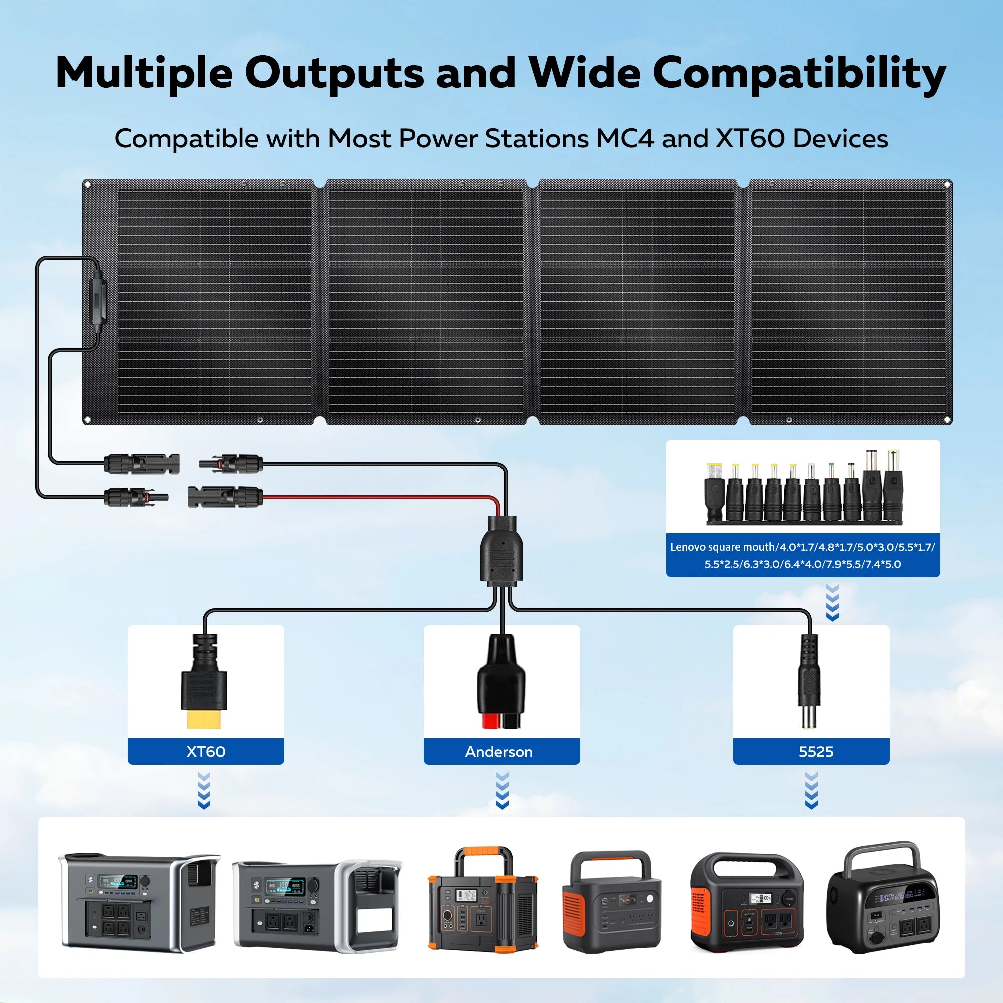 CTOLITY SPC200 ETFE Flexible Solar Panel Camping 200W Portable Folding Solar Panel Charger 23.7% Efficience Travel&amp;Phone&amp;Boat&amp;RV