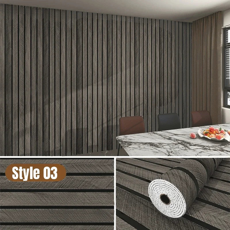 Vintage Self Adhesive Foam Wall Sticker with Grille Pattern Self-Stick Decor for Bathroom Kitchen Ceiling Wood Grain Wallpapers