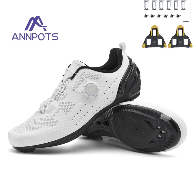 Men's and Women's MTB Racing Cycling Shoes Auto-Lock 2024 White