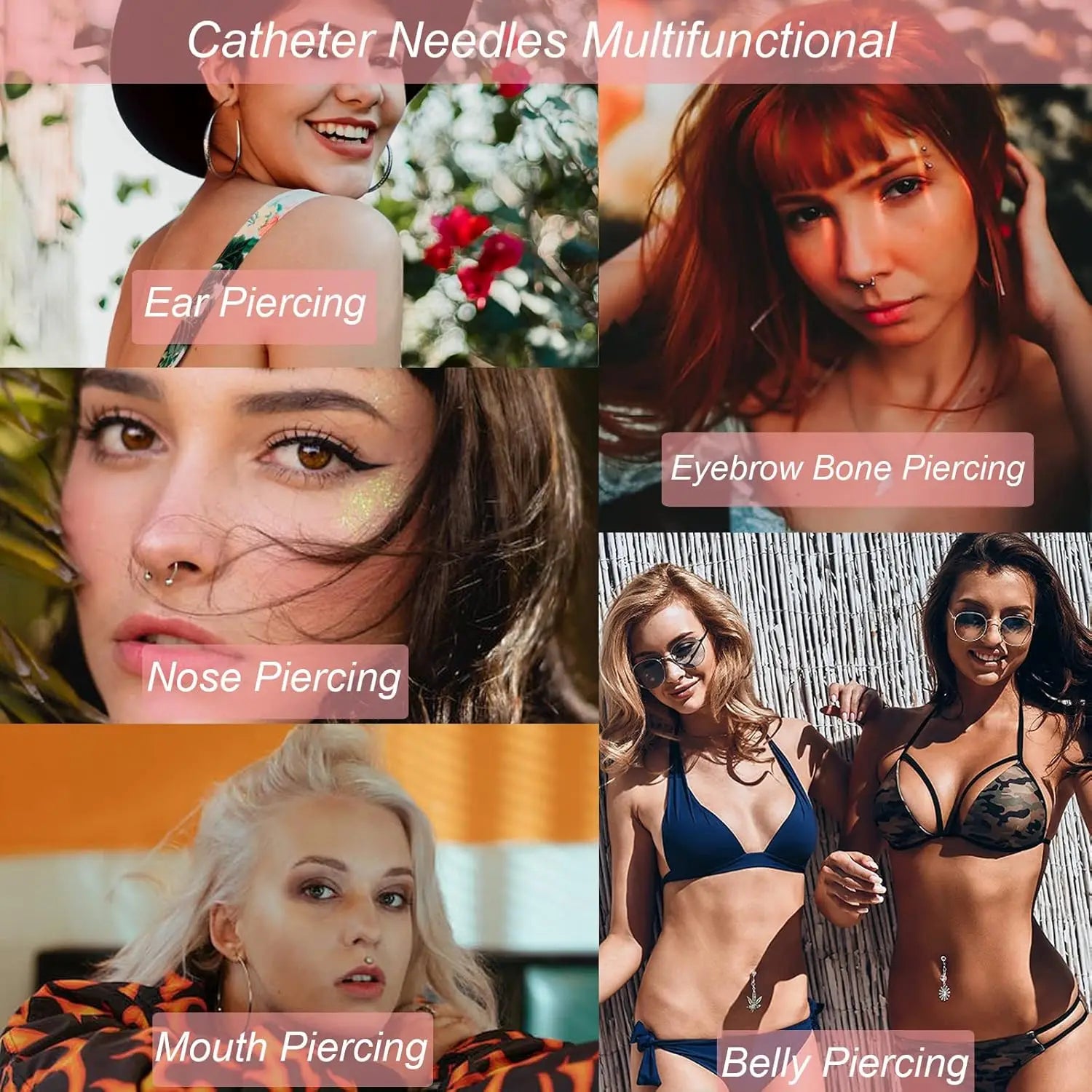 Sterilized piercing needle set of various sizes for body piercing