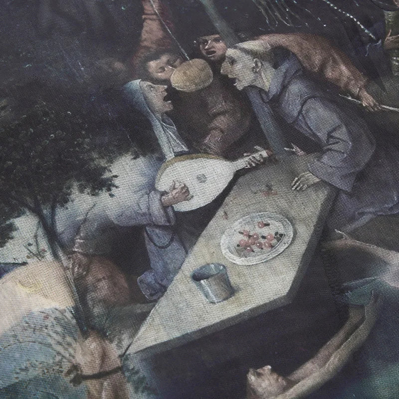 Goth Dark 90s Retro Print Mesh Long Sleeve Skinny Bodysuits Cyber ​​Y2K Sheer Tops Women Gothic Lace Patchwork Bodysuit Streetwear