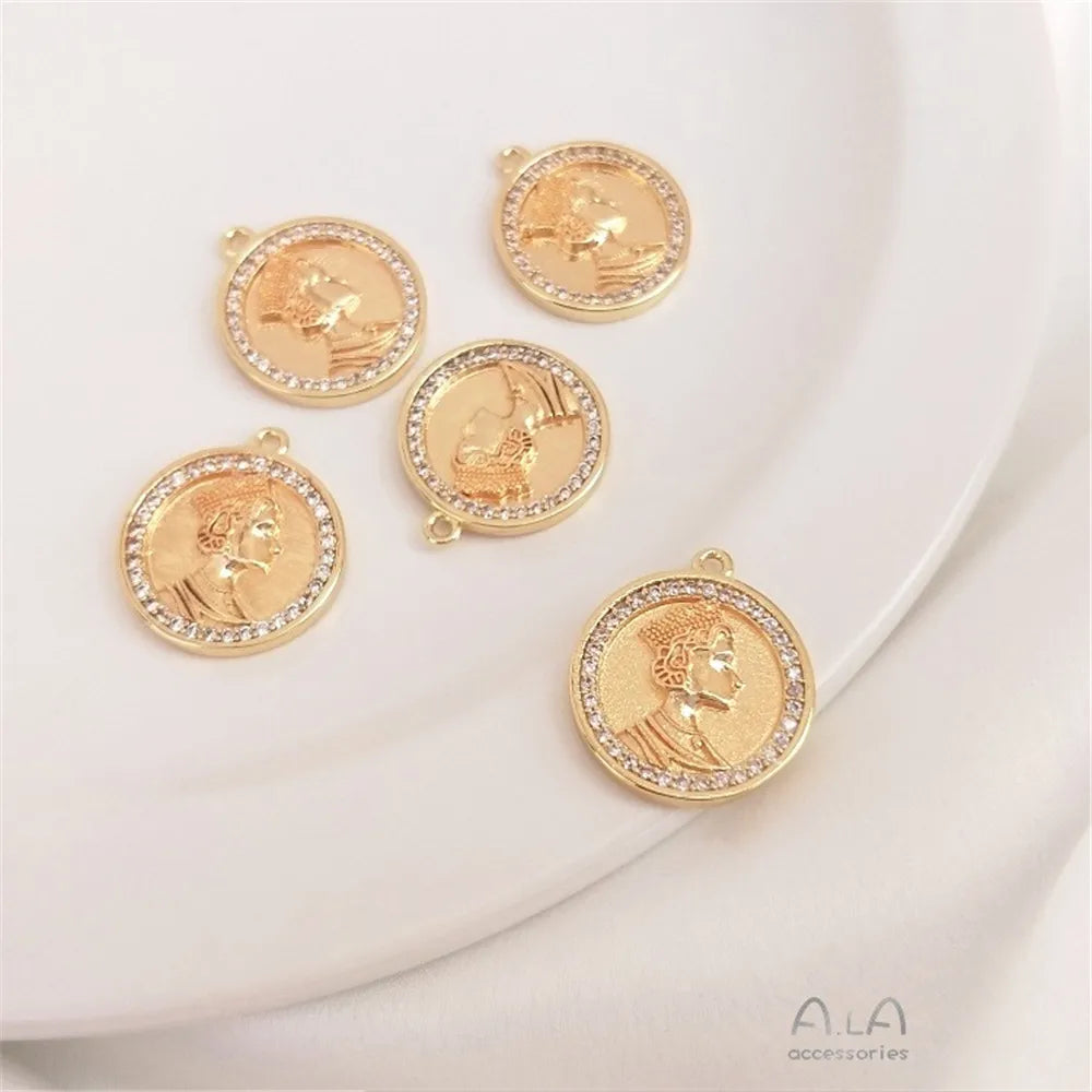 14K Gold Retro Necklace &amp; Bracelet with Zircon