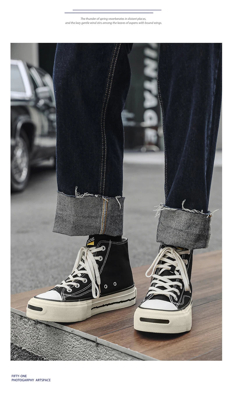 Giày Sneaker Nam Cổ Cao Phong Cách Đường Phố Xanh