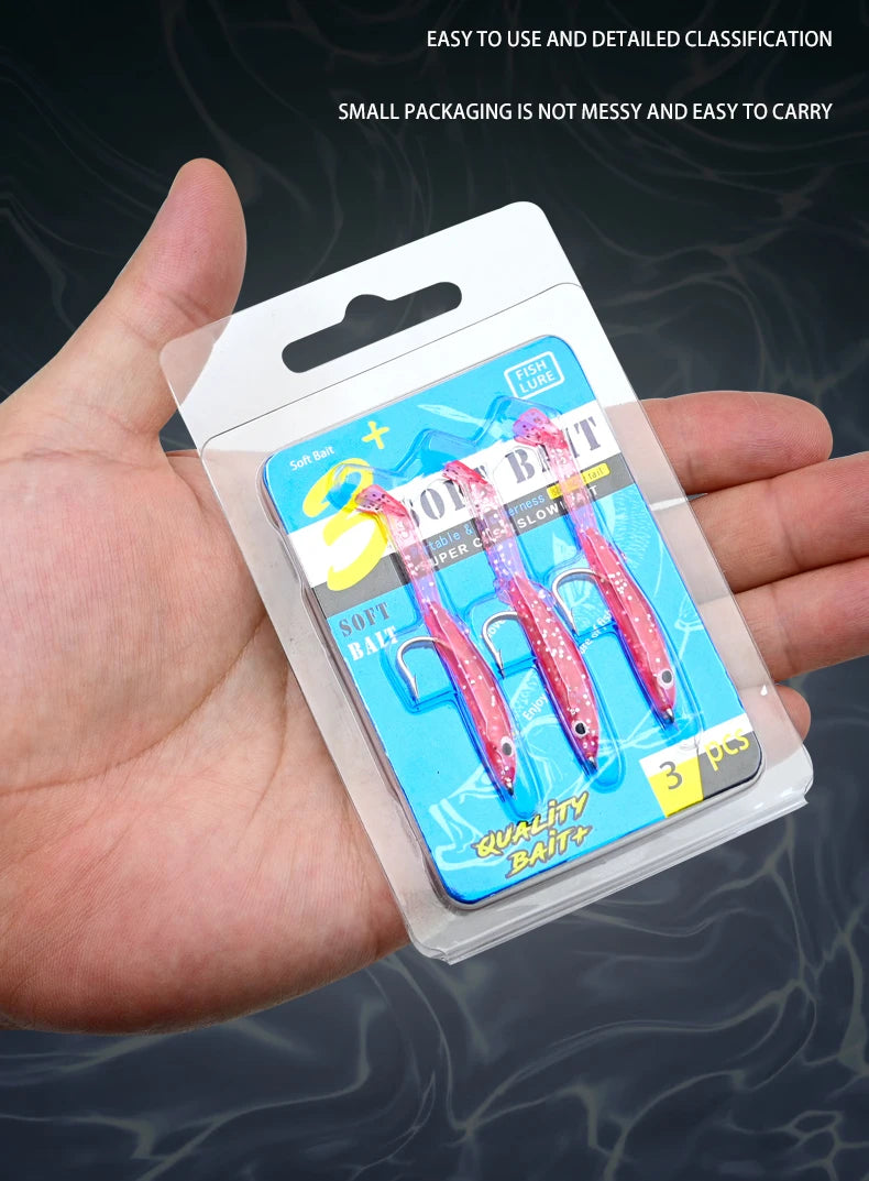 Afishlure Pesca Eel Soft Fishing Lure Glow Soft Bait with Hook Sea Fishing Tackle Raglou Fishing Lure 3pcs 55mm