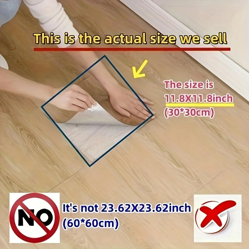 12-Pack Self-Adhesive Vinyl Floor Tiles, Waterproof Peel &amp; Stick Wood Look PVC Flooring for Bedroom Living Room Home Decor
