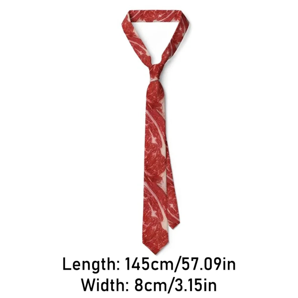 Cà vạt nam họa tiết thịt nướng độc đáo 8cm
