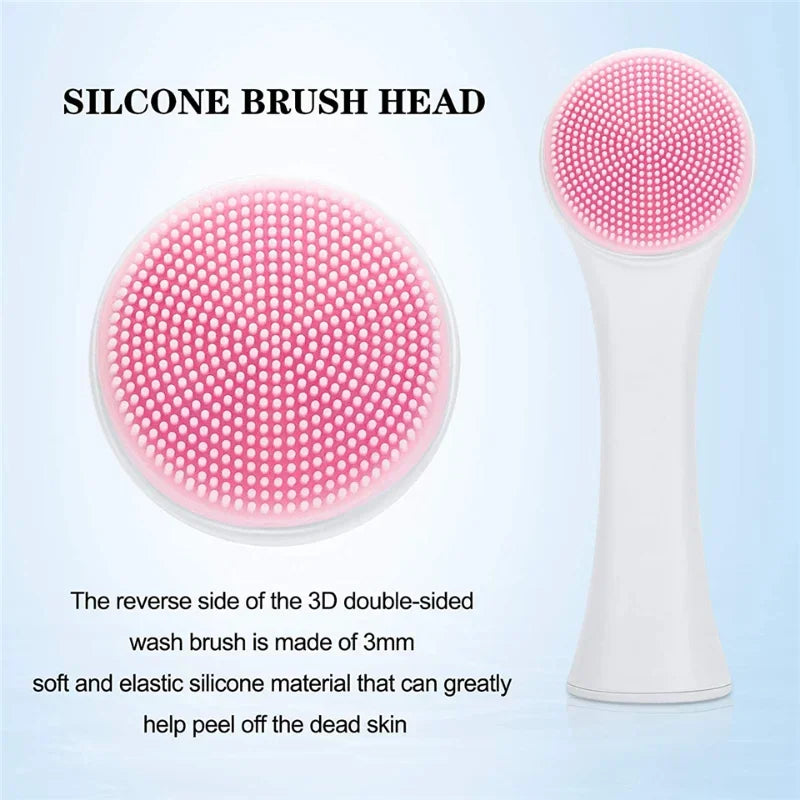 Double-sided soft exfoliating 3D silicone facial brush