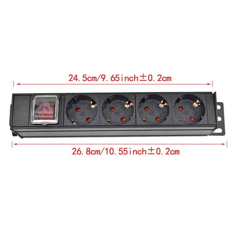 Ổ Cắm PDU Nhôm Tủ Điện 2-10 Ổ Chuẩn Đức Có Công Tắc - Daisan Mart