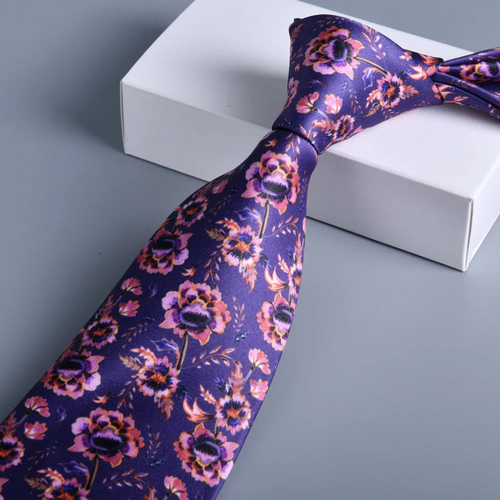 Cà vạt lụa cổ điển hoa 8cm - Quý ông lịch lãm