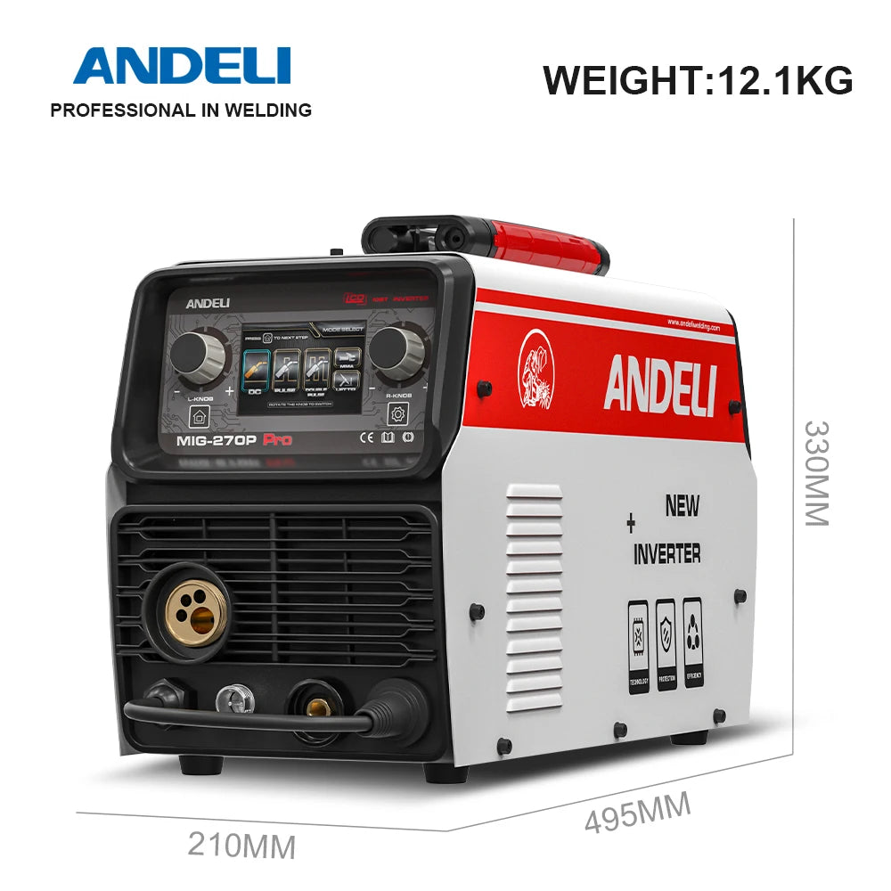ANDELI 220V MIG Welding Machine with Double Pulse ARC Lift TIG Semi-automatic Welding Aluminum Welders Spool Gasless soldering - Daisan Mart