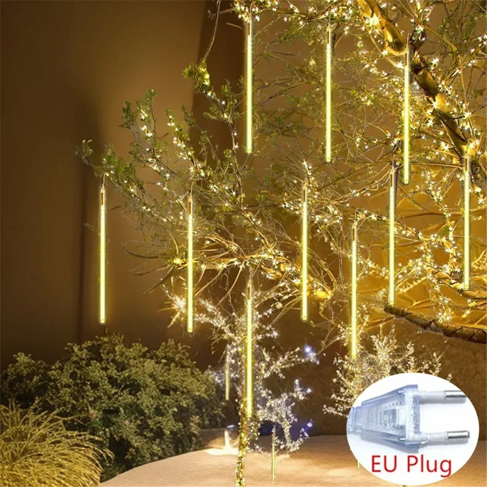 Đèn LED Mưa Sao 8Tube Trang Trí Noel Ngoài Trời EU Plug