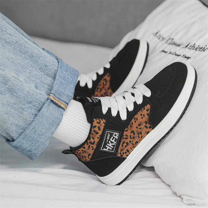 Men's Leopard Print Skater High Top Shoes