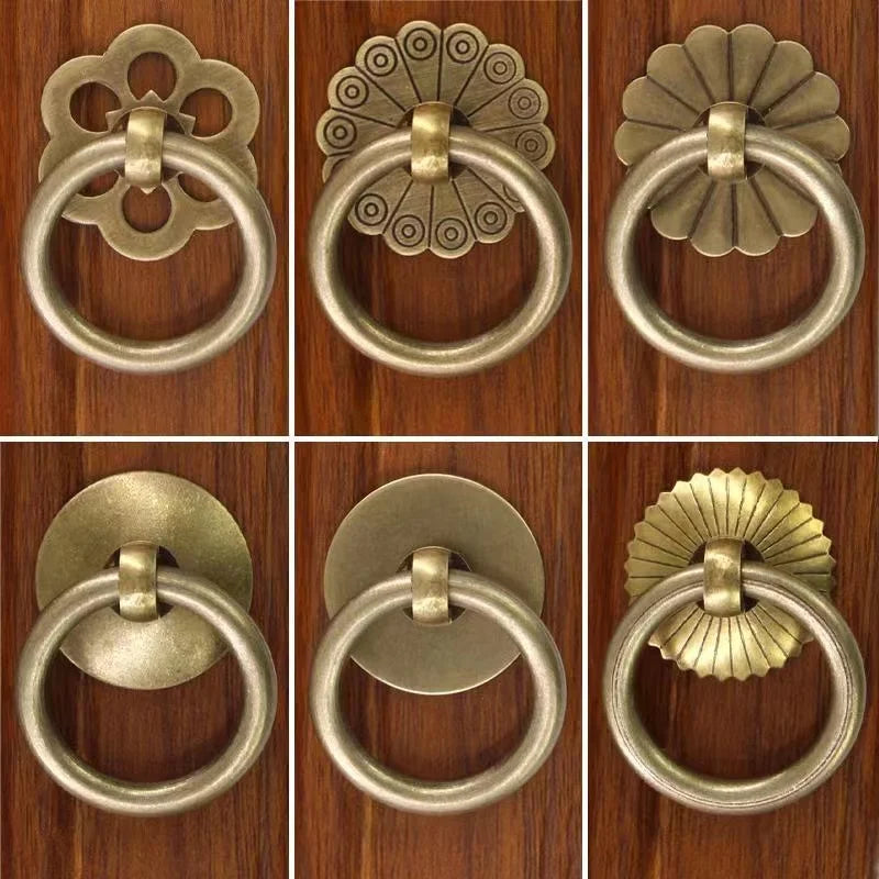 Xipeiyi Mini Handle Pulls Antique Copper Cabinet Ring Handles Chinese Brass Drawer Pulls - Daisan Mart