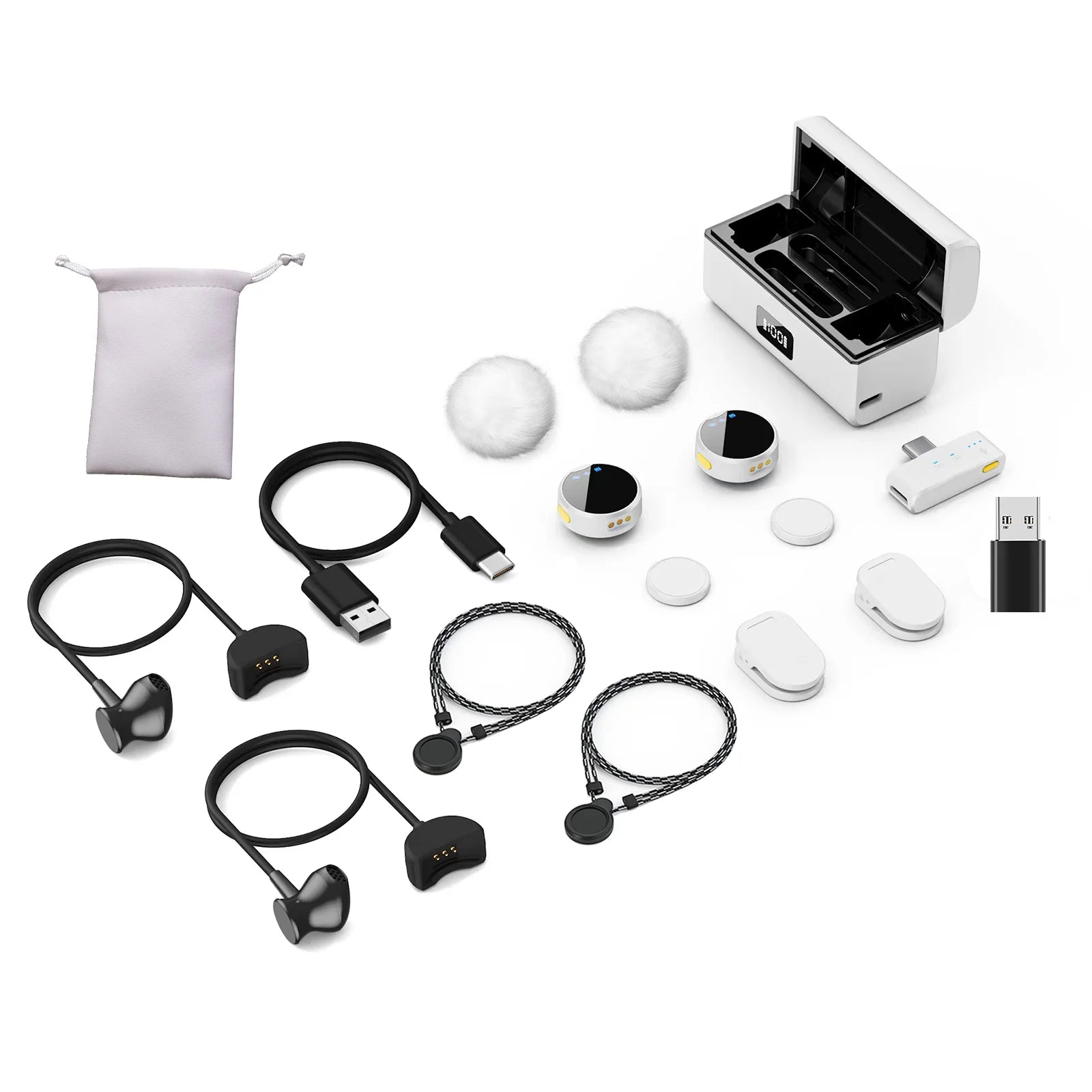 Wireless Lavalier Microphone with Noise Canceling Professional Magnetic Microphone for Studio Recording Interview Live Broadcast