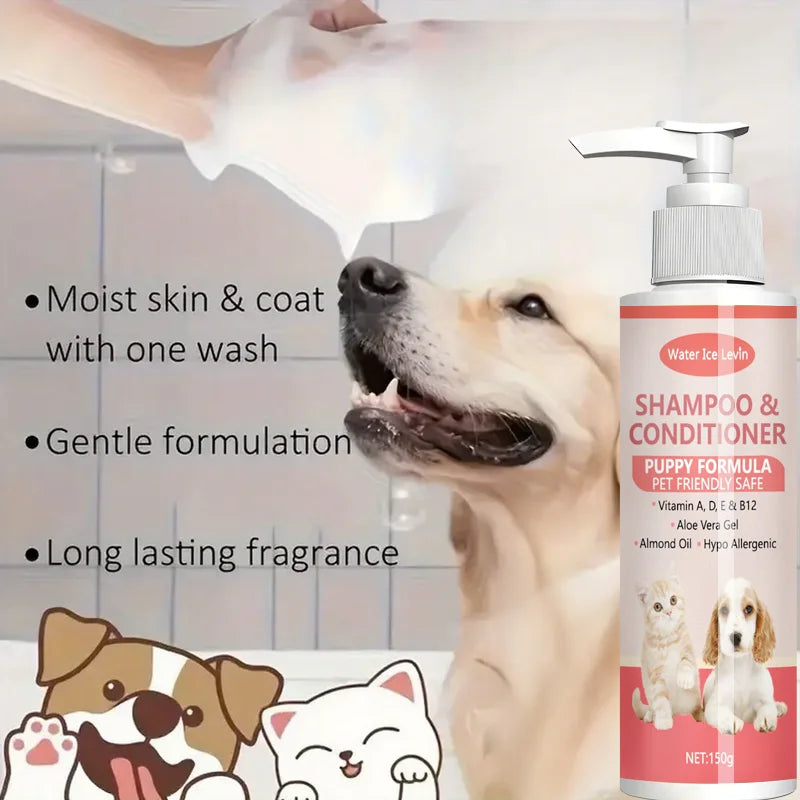 Pet Shampoo Conditioner – Cleans, Conditions, Nourishes Fur Vitamin-Enriched Almond Oil Formula. Gentle Deodorizing Care.