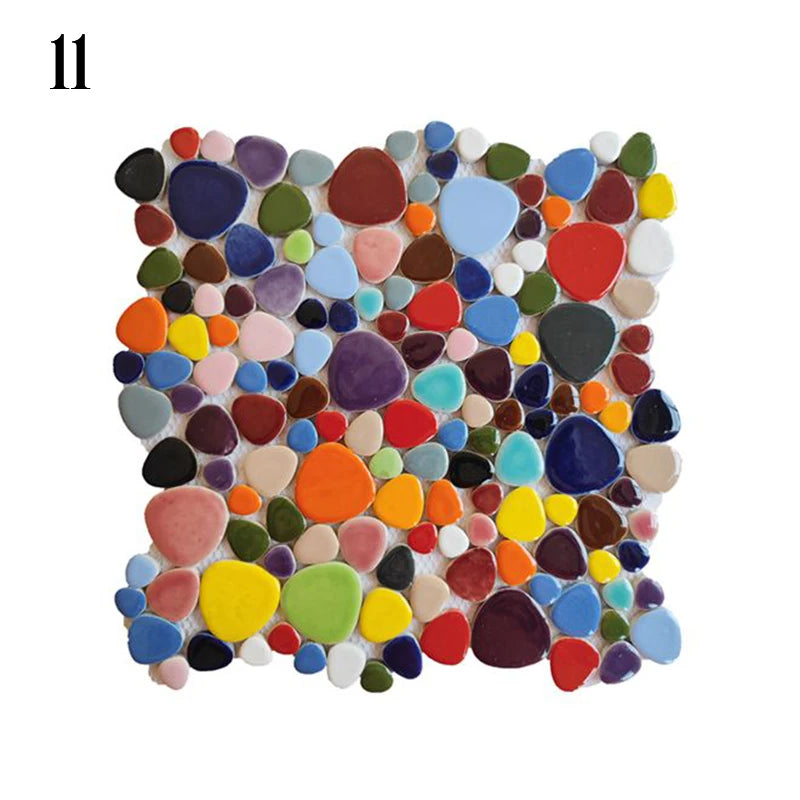 30x30cm Ceramic Pebble Mosaic Tiles Spa Pools Fish Ponds Bathrooms Anti-skid Wear-Resistant Floor Wall Decor Easy Cut Mesh Base