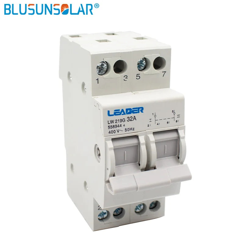 2P/3P Din Rail AC 4000V 32A 63A Dual Power Manual Transfer Switch Interlock Circuit Breaker Rail Type MTS