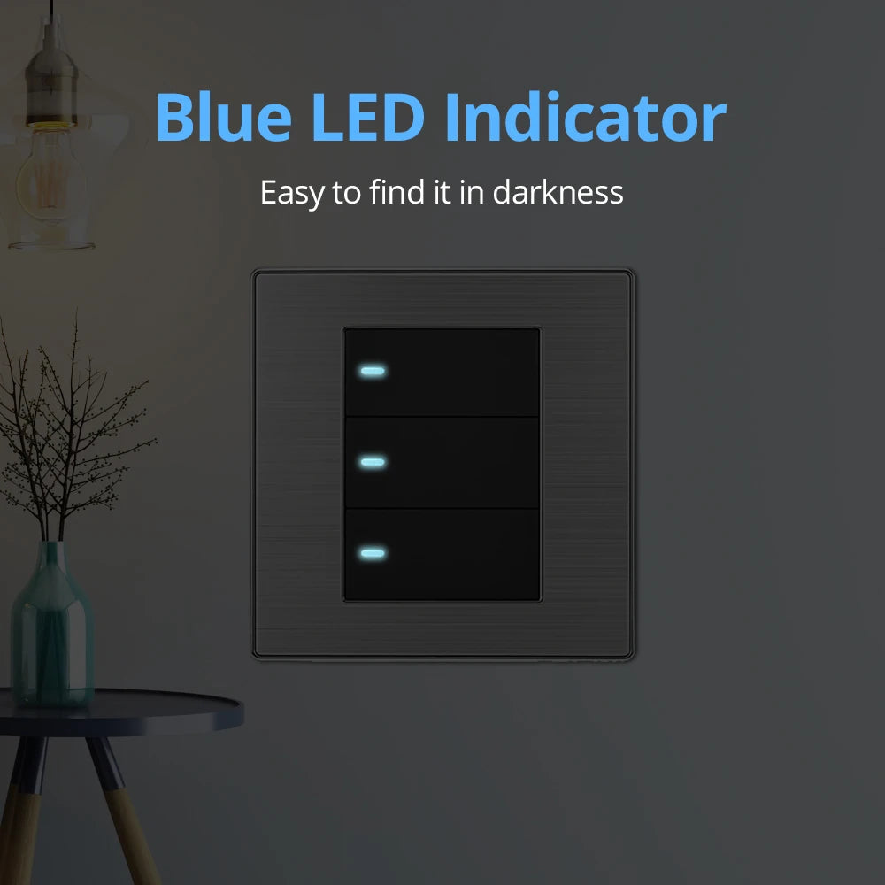 Công tắc đèn âm tường 2 chiều, thép không gỉ, LED.