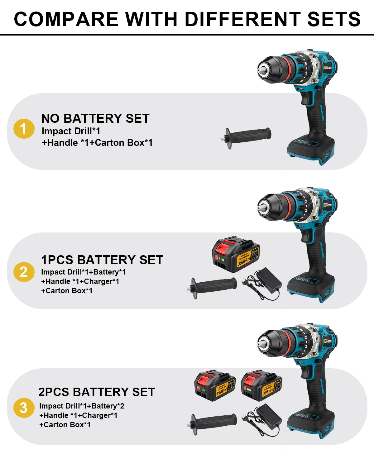 Brushless Electric Impact Drill Ice Breaking Fishing Cordless Screwdriver Rechargeable Battery Hand Drill Power Tools 13MM 480NM