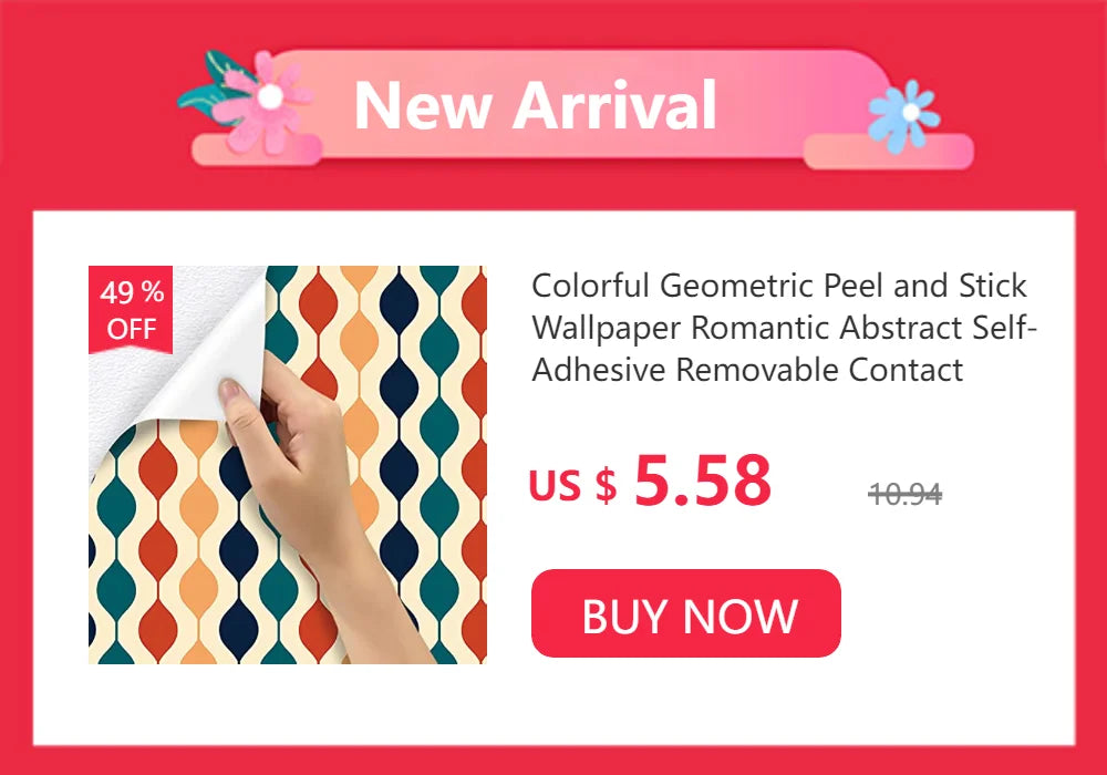 Giấy Dán Tường Hoa Hồng Dính Tạm Chống Nước 50cm