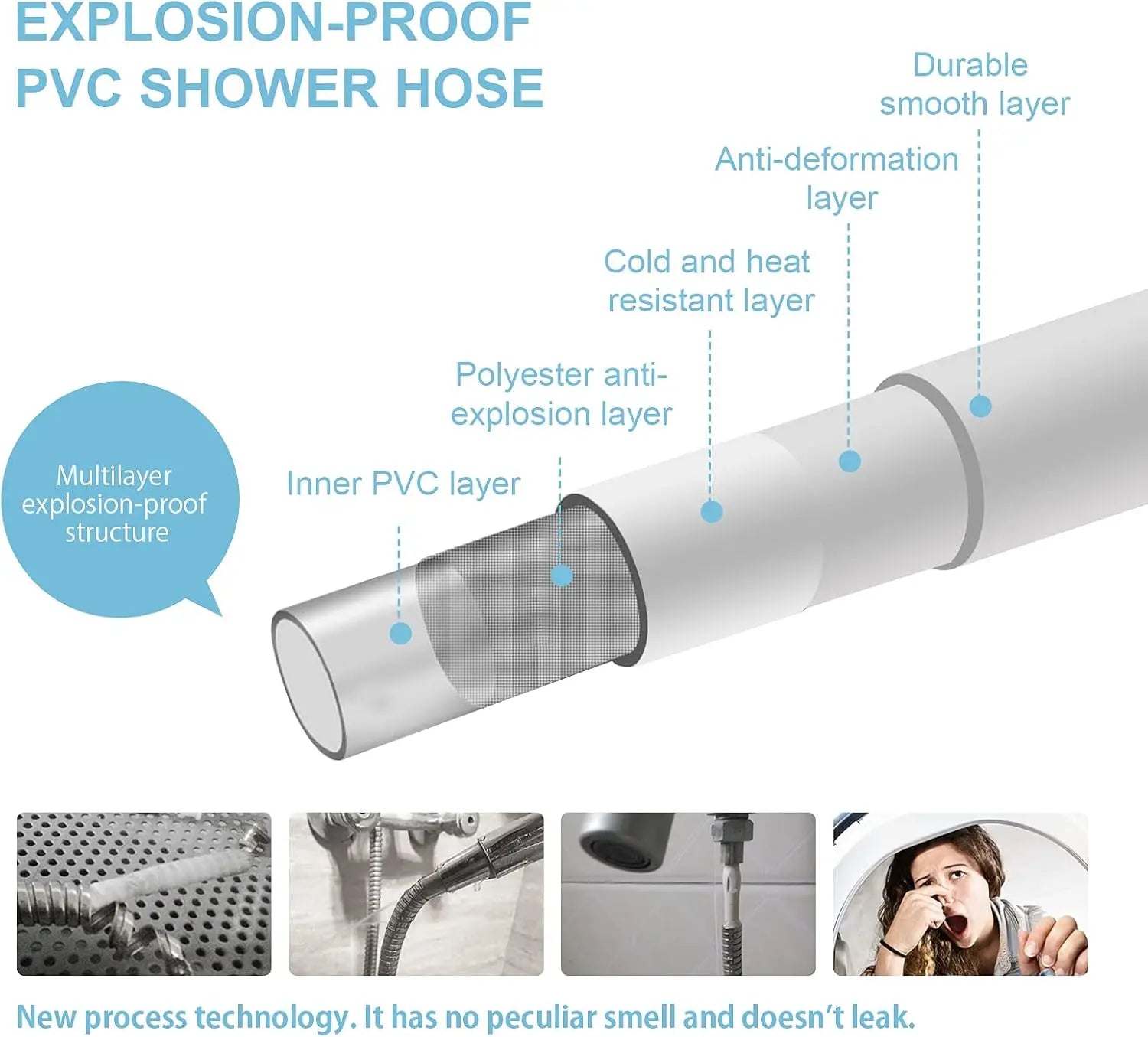 New 1.5/2M Silicone Flexible Shower Hose Anti-Winding Extension High Pressure Pipe Showerhead Tube Bathroom Faucte Accessorie - Daisan Mart