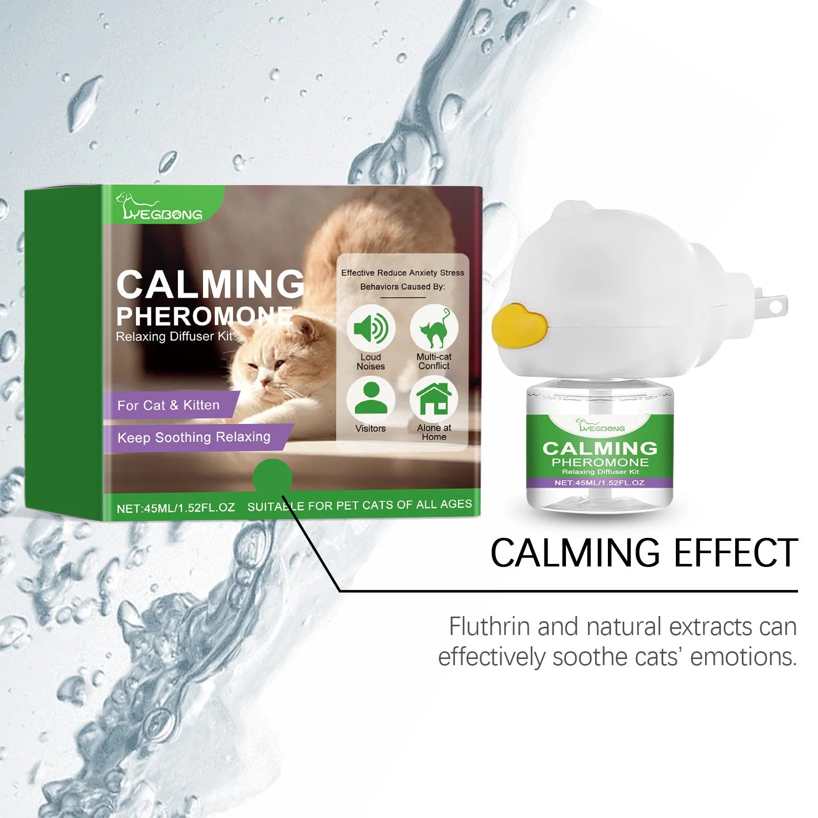 Cat Calming Diffuser Cat Pheromone Plug-In Relaxants Prevent Howling Pet Dogs Anti-Anxiety Reduces Anxiety Cat Calming Liquid