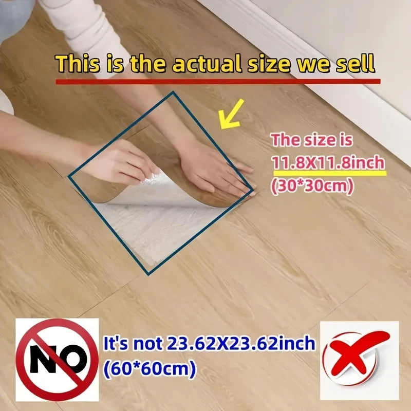 12-Pack Self-Adhesive Vinyl Floor Tiles, Waterproof Peel &amp; Stick Wood Look PVC Flooring for Bedroom Living Room Home Decor