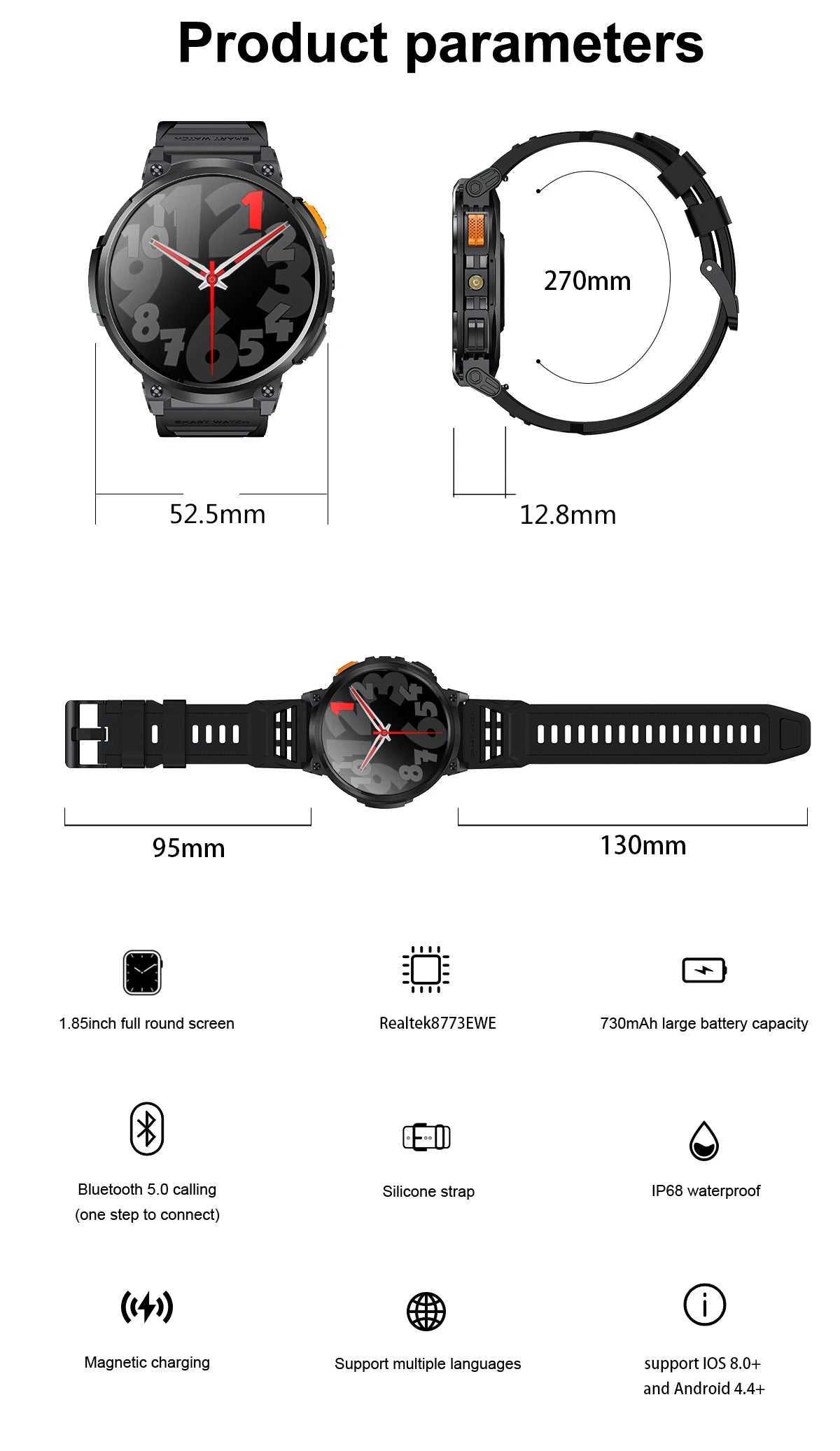 Smart Watch 2025 - Large Battery, IP68 Waterproof