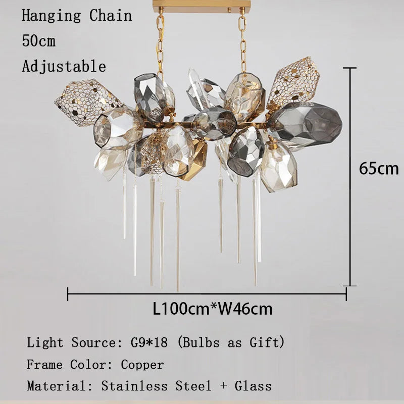 Đèn Chùm Kính Vàng Nghệ Thuật Hiện Đại - Daisan Mart