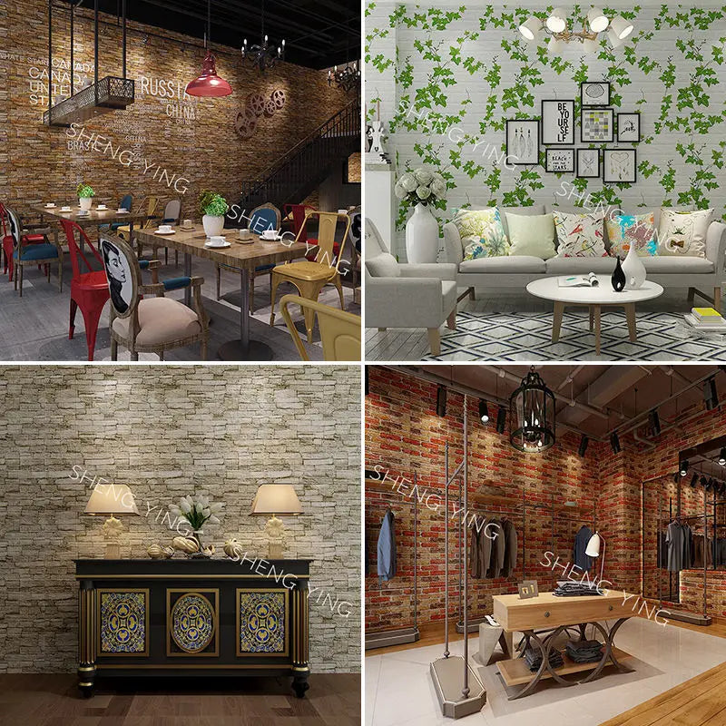 Giấy dán tường 3D chống nước giả gạch tự dán 70x100