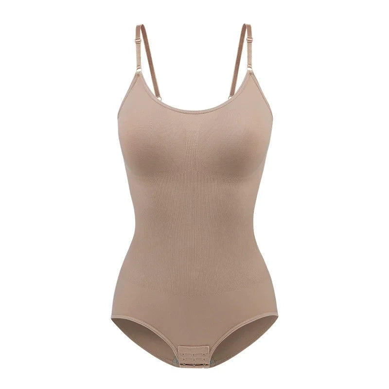 Compression Bodysuit V-neck Slim Straps Ultra-thin Open Back