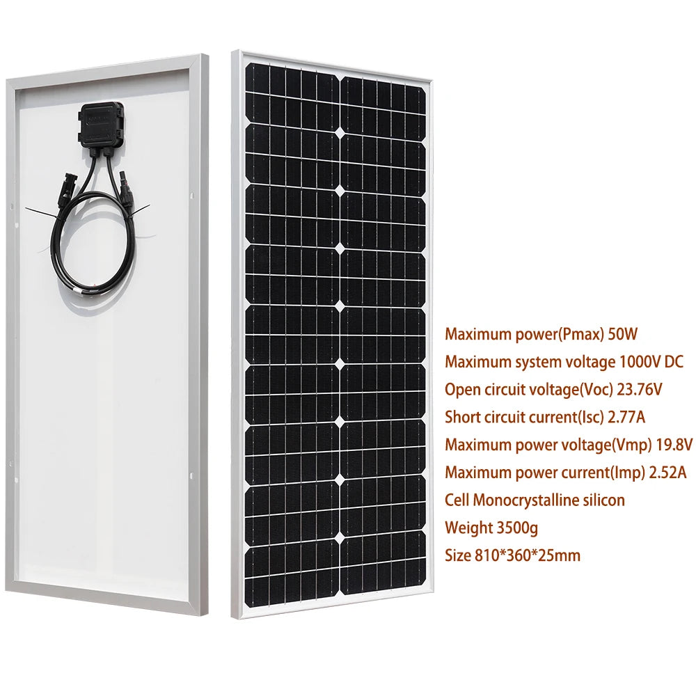 XINPUGUANG Rigid Glass Solar Panel Monocrystalline 10W 25W 50W 100W 200w Power Generation PV Panel charge paneles solares