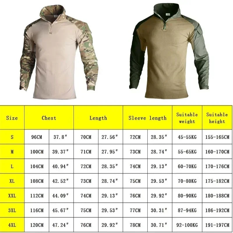 Men's Tear Resistant Cotton Camo Long Sleeve Tactical Shirt