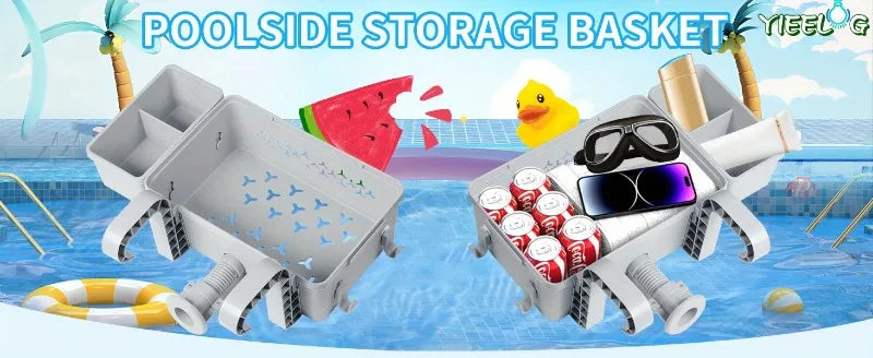 Giỏ Đựng Đồ Bên Hồ Bơi Kèm Khay Cốc Tiện Lợi