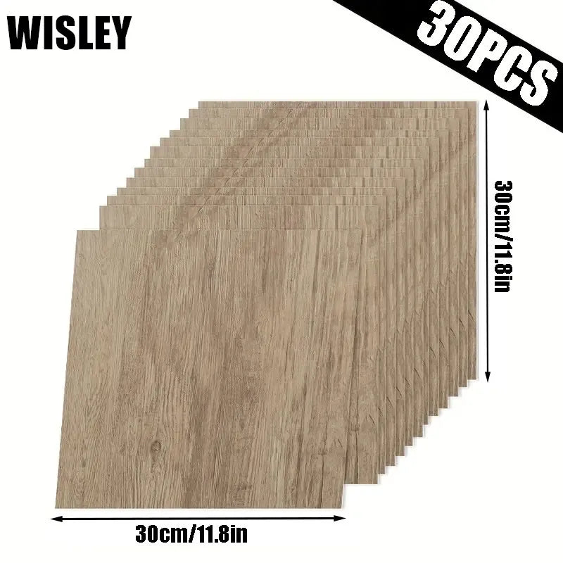 Wood Grain Self-adhesive Floor Sticker Peel & Stick Removable Vinyl Wall Sticker for Office Living Room Bedroom Kitchen Bathroom