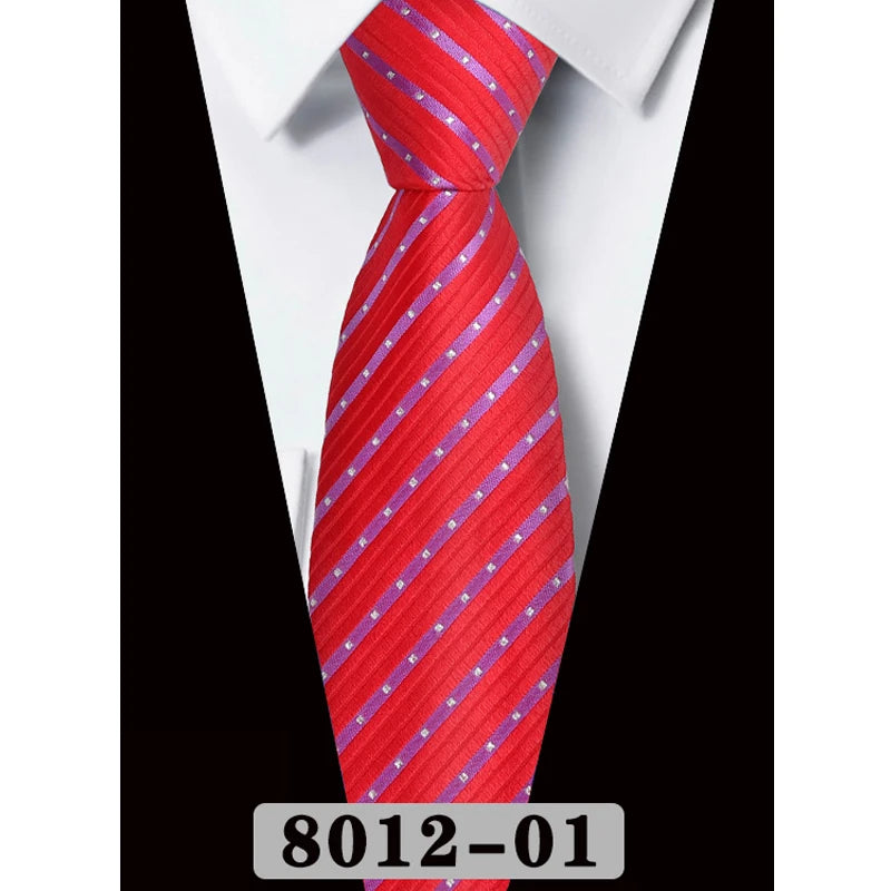 男士8公分藏藍色條紋領帶 - 經典款式