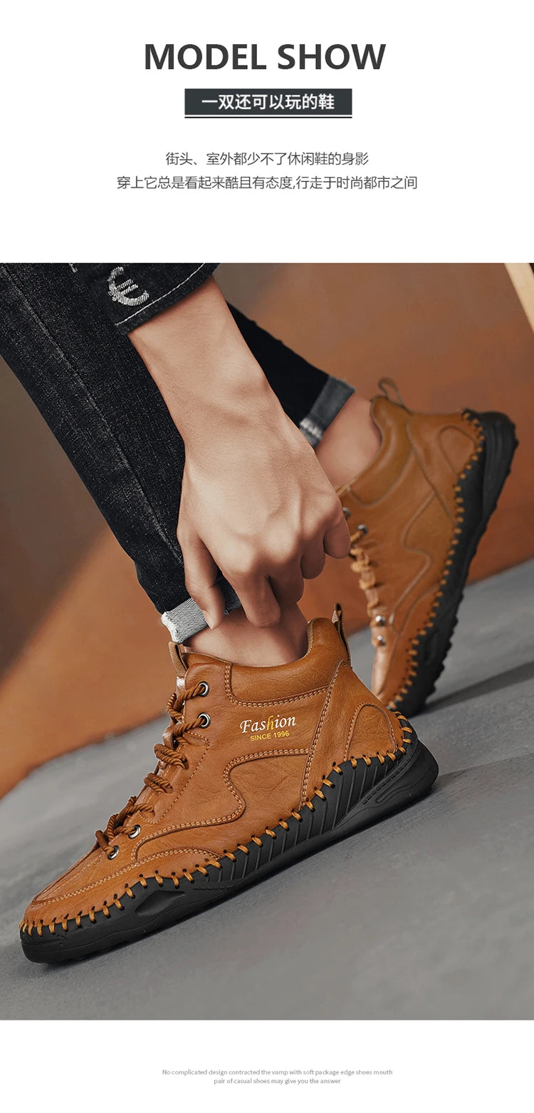 High Quality Men's Handmade Leather Shoes - Size 38-48, Anti-Slip