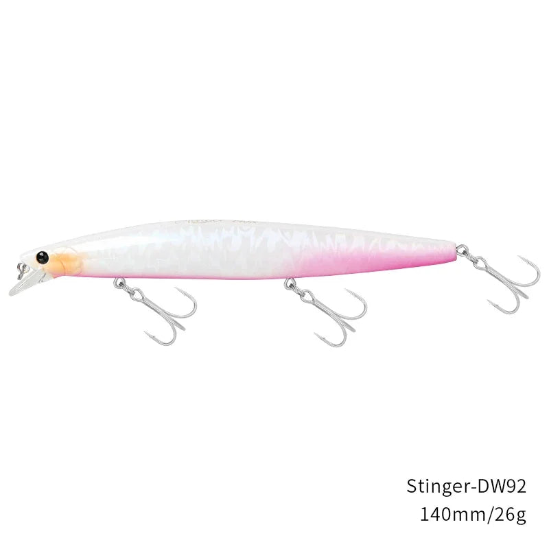 TSURINOYA Stinger 140S Fishing Lure Sinking Minnow DW92 140mm 26g Saltwater Seabass Ultra Long Casting Large Hard Baits Jerkbait